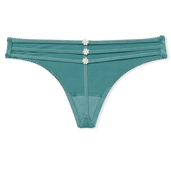 VS S Dream Angels Daisy Triple Strap V-String Panty Runaway Teal NWT So Adorable - Picture 1 of 9